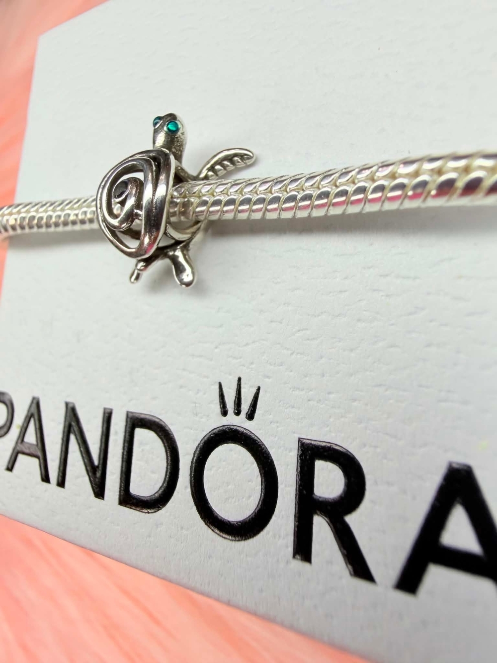 Pandora Silver Turtle Charm with Blue Accents - Picture 4 of 4